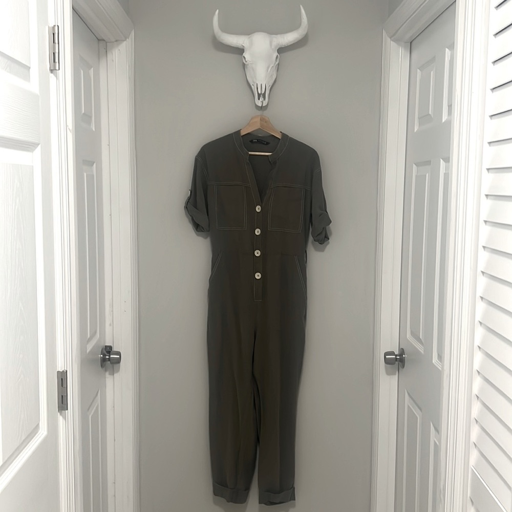 Army green romper
